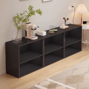ZHUOHE | Black Grid Style Wall-leaning Cabinet for Living Room and Bedroom