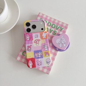 Sanrio | Cute Sanrio My Melody Magnetic Phone Case With Heart Shape Foldable Kickstand Shockproof Cover For iPhone 16 Pro 15 17 Pro Max