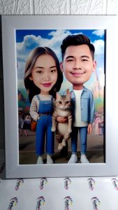 Karikatur Foto Wajah dan Bingkai A4 + cetak