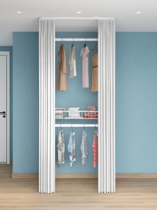 ตู้เสื้อผ้าแบบพับได้ กางเกงขาสั้น กระดานรองเสื้อผ้า หนาและหนัก ไม่ต้องเจาะ สำหรับชั้นวางของในบ้าน รูปทรงเรขาคณิต โลหะผสม