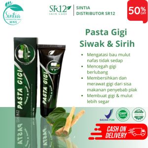 SR12 Pasta Gigi Siwak dan Sirih Herbal Alami Untuk Gigi Berlubang Serta Atasi Bau Mulut 100gr