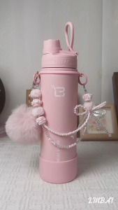 LINBAI Flask 24oz 32oz Bow Bead Handle with Pendant Set Tumbler Accessories Portable Sling Strap