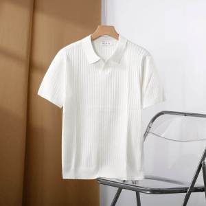 Old Money Style Mens Knit Polo Shirt and Trousers Set Summer