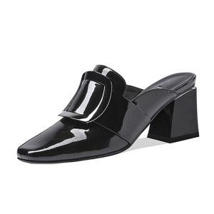 เคลื่อนที่หนังหุ้ม 5ซม. ส้นสูง ผู้หญิง 2023 ส้นสูงหนารองเท้า Muller