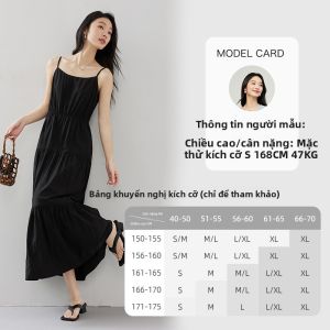 Vimly | Đầm Dài Quai Đeo Phong Cách Pháp Elegante Từ Lyocell Đa Năng