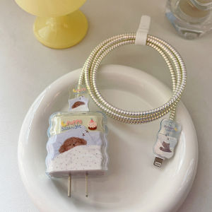Ốp Lưng Teddy Nhỏ Cho Sạc Apple 17 40W 20W Đầu Sạc Dây Cuộn Chống Vỡ Phụ Kiện Sạc Điện Thoại Di Động