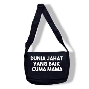 Tas selempang pria dunia jahat yang baik cuma mama Free sticker