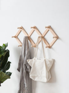 Northern Europe Solid Wood Wall Hanging Wall Hanger Retractable Coat Rack Punch-Free Entrance Clothes Hook Entrance Hook Hanger