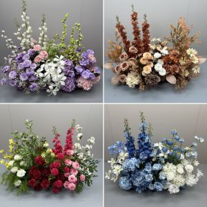 Wedding Decoration Artificial Flower Row Chrysanthemum Pink Engagement Ceremony Scene Arrangement Decorative Bridesmaid Bouquet