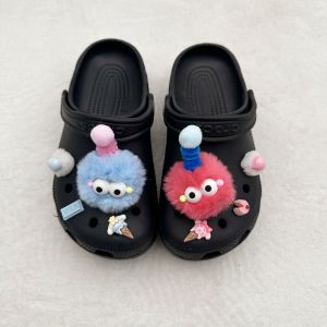 8Pcs Crocs Jibbitz Charms Cute Plush Colored Fur Shoe Buckle Detachable Shoe Decoration for Crocs