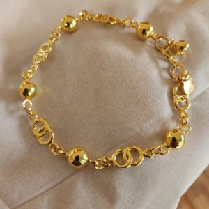Gelang Bola Plat Mesin Bulat Lapis Emas