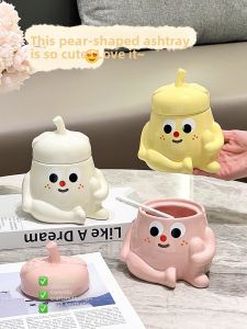 XIAOHUANGLU | Ceramic Ashtray With Lid Fly Ash Prevention