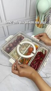 Kontainer Kulkas Tempat Penyimpanan Makanan Dengan Saringan dan Tutup Transparan Penutup penyegelan
