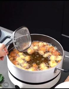 OHHDEER Stainless Steel Folding Strainer Skimmer Ladle Cooking Frying Kitchen Gadgets Mesh Strainer