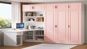 Solid Wood Integrated Corner Desk Wardrobe Modern Design Custom Modern Luxury Design HDB Condo Landed Custom All Sizes Professional Delivery