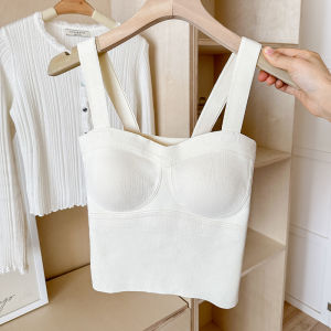 Silk Cashmere Heattech Vest Womens Chest Pad Wear-Free Bra Inner Wear Outer Wear Seamless Self-Heating Base Fall and Winter