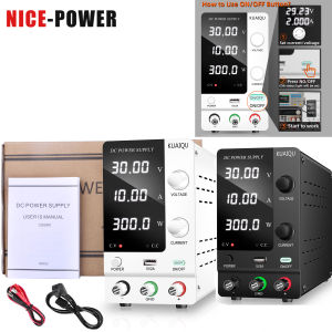 【จัดส่งจากกรุงเทพฯ】KUAIQU แหล่งจ่ายไฟ DC 30V 10A 300W เบนช์ของแหล่งจ่ายไฟแปรผันพร้อมพอร์ต USB 4หลักจอแสดงผลแอลอีดี5V 2A สวิตช์จ่ายไฟสลับปรับแรงดันไฟฟ้าในห้องปฏิบัติการม้านั่งพร้อมลูกบิดปรับระดับเข้ารหัสสำหรับการซ่อมแซมคอมพิวเตอร์