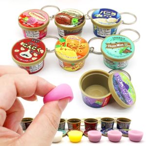 Funny Japanese Mini Ice Cream Cone Keychain Slow Rebound Knead Pinch Pendant Creative Food Play Variety of Flavors Pudding Key Ring Chain