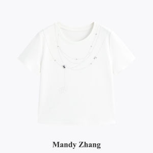 Embroidered Drill Rhinestone T-Shirt