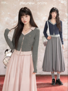 loveheynew | Áo Sweater Knit Màu Block V Neck Nhẹ Nhàng & Ngọt Ngào