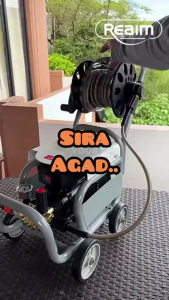 REAIM 400bar เครื่องฉีดน้ำแรงดันสูง ปรับแรงดันน้ำได้ เครื่องฉีดน้ำ มอเตอร์ทรงพลัง ดูดน้ำได้ด้วยตัวเอง มีระบบ Auto Stop System ตัดน้ำได้อัตโนมัติ  มีล้อเลื่อน และ แกนม้วนสายฉีดน้ำ อย่างดี High Pressure Washer