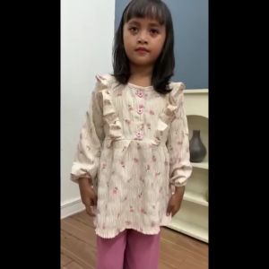 Setelan Anak Perempuan Bahan Crinkel Halus & Lembut untuk Usia 3-8 Tahun