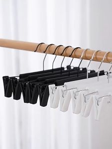 Worthbuy Adjustable Plastic Pants Hanger With Clip Clothes Hanger Clothespin Penyangkut Klip Penyangkut Baju 衣夹衣架