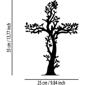 CIFbuy | CIFBUY Cross Tree Leaf Black Metal Wall Decor Rustic Art Ornament for Living Room Bedroom Dining Office Courtyard Garden