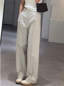 PAIBOLI | High Waist Wide Leg Suit Pants For Women Loose Fitting Korean Style Commute Fashion Summer Season Straight Body Type