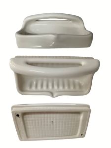 HOMS Built in Ceramic Colorful Soap Shelf Semi Recessed Soap Holder Rack Handle Grab Bar Rak