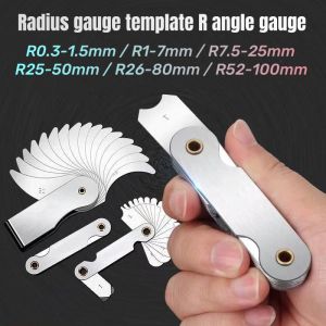 High precision Radius gauge R0.3-1.5/R1-7/R7.5-15/R15.5-25/R25-50/R52-100/R26-80mm Arc radius measuring tool Arc ruler R Gauge