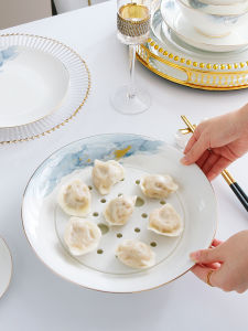 จานข้าวต้มซีฟู้ด 10 นิ้ว จานผลไม้ 2 ชั้น จานข้าวต้มซีฟู้ด จานเซรามิก เครื่องประดับ จานเซรามิก