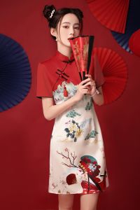 Red Young Style Short Cheongsam: Elegant Design & Daily Wear
