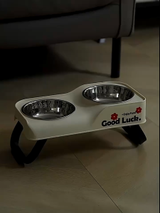 Stainless Steel Pet Bowl Foldable Elevated Double Feeder Anti Overflow Large Capacity Adjustable Food Water Dish Kucing