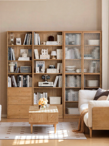 WEISHA | Solid Wood Bookcase Cabinet Shelf Storage Display