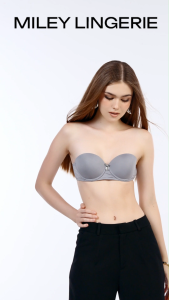 Áo Lót Thun Lạnh Cúp Ngang Miley Lingerie Tháo Dây Linh Hoạt Chống Tuột Diện Đầm Hở Vai Màu đỏ