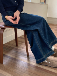 Quần jeans ống rộng nữ imimtuan kiểu dáng retro cạp cao tôn dáng rộng rãi và thoải mái