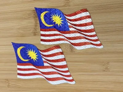 Magnetic Malaysia Car Flag (Jalur Gemilang Waving Style) | Premium & Realistic | No Damage | Reusable | Automotive Exterior Accessory