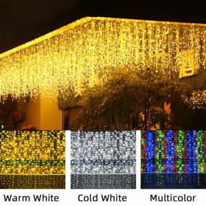 96L/120L LED with Controller Icicle String Curtain Lights: Waterproof Christmas Light