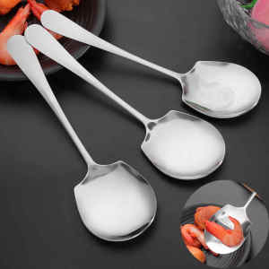 【On Sale】304 Stainless Steel Large Public Spoon Buffet Serving Spoon Large Soup Spoons