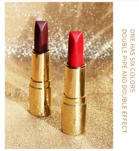 One Beauty-6 In 1 Lipsticks Double Headed Tube Lipstick Matte Waterproof Long Lasting Lip Makeup Cosmetic 6 in 1 Long Lasting Matt