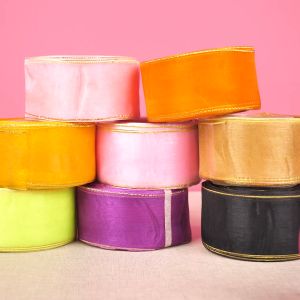 Bintang Makmur - Pita Organdi List Emas 1.5 inch 1.5 inci 1 1/2\\\" 4cm isi 20 Yard