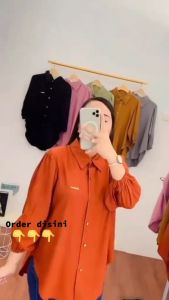 Kemeja Wanita Shinta shirt Atasan Wanita Jumbo Full Kancing Aktif Polo Linen Kerja Dewasa Oversize Casual Top