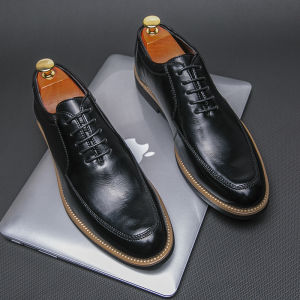 High-End Mens Brown Casual Shoes Increased Height Business Formal British Style Leather Shoes Comfortable Wear for Spring