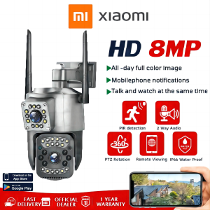 XIAOMI Outdoor Waterproof CCTV Camera No Need Internet Dual Lens 8K WIFI IP Wireless Camera Auto Tracking 360° PTZ Color Night Vision Smart CCTV Home Security Cameras Surveillance