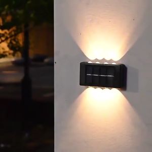 Warmtaste 4/6 LED Solar Garden Light Outdoor Waterproof Automatic Sensor Wall Light Up and Down Lighting Christmas Decoration Fence Light for Yard Villa House Corridor Patio Landscape Warm White