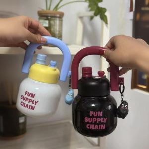 [READY STOCK] Big Belly Double Drinking Cup Water Bottle with Handle Tea Strainer Large Capacity High Temperature Resistant Portable Kettle / Botol Air Cawan Minuman Berkembar Perut Besar dengan Pemegang & Penapis Teh | Kapasiti Besar (650ML)