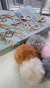 Combo Phụ Kiện Móc Khóa Túi Chữ Cái Đính Đá Và Cục Pom Pom Dễ Thương CIDU CP01