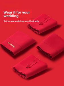 Aimo | Red Cotton Modal Underwear Womens Wedding Gift Mid-Waist Seamless Triangle Panties Antibacterial Comfortable Underpants