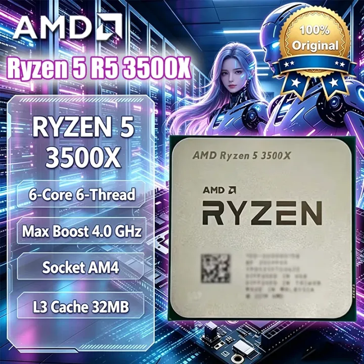 AMD | New AMD Ryzen 5 R5 3500X 3.6GHz 6-Core 6-Thread CPU Processor Socket AM4 3.6GHz 7NM Processor 65W DDR4 But No Fan